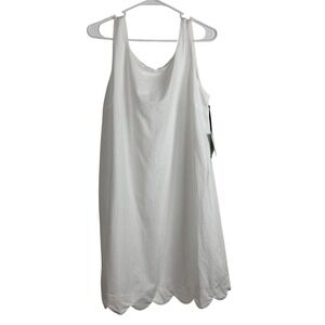 00639 Kate Spade New York White Scalloped Hem Sleeveless Shift Dress Size M NWT